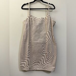 H&M‎ Denim Khaki Swirly Psychedelic Mini Dress in Cream and Tan - 12